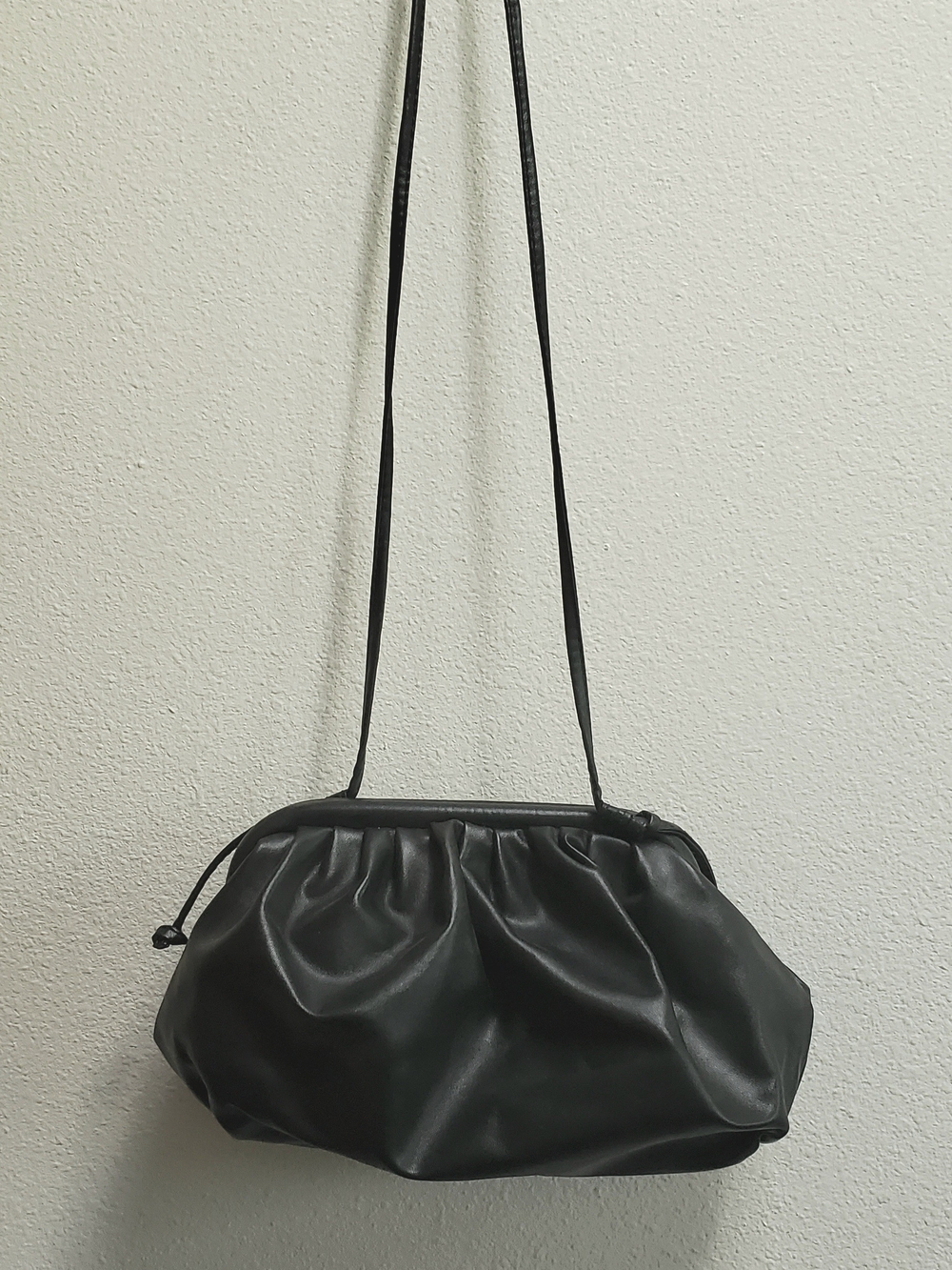 Black Womens Gathered Crossbody Bag